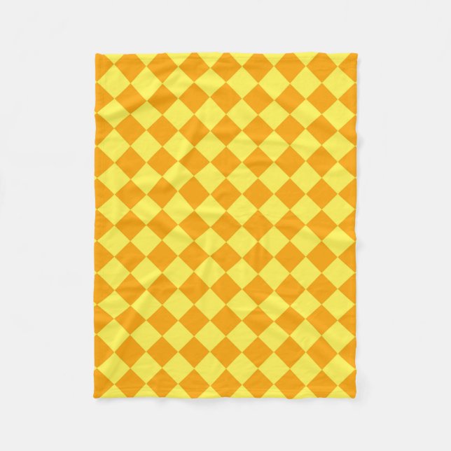 Orange Yellow Checker Diamond Pattern  Fleece Blanket (Front)