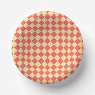 Orange Yellow Checker Diamond Pattern Paper Bowls
