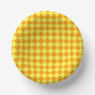 Orange Yellow Checker Diamond Pattern Paper Bowls