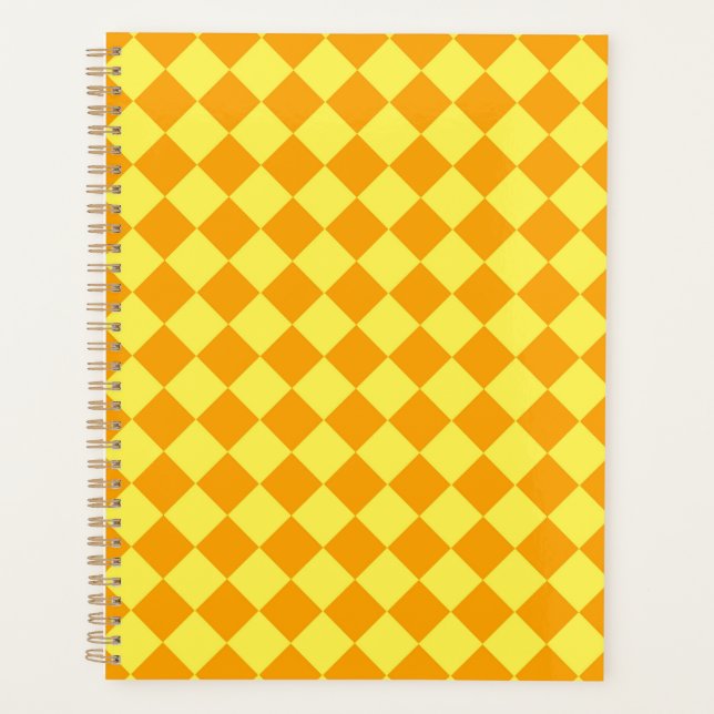 Orange Yellow Checker Diamond Pattern  Planner (Front)