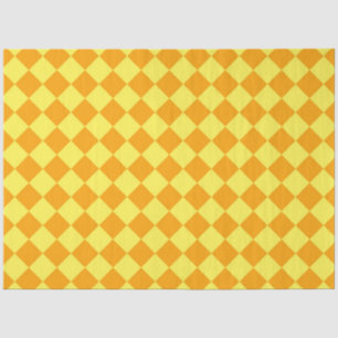Orange Yellow Checker Diamond Pattern Tissue Paper