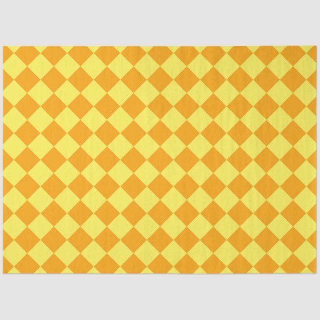 Orange Yellow Checker Diamond Pattern Tissue Paper (Front)