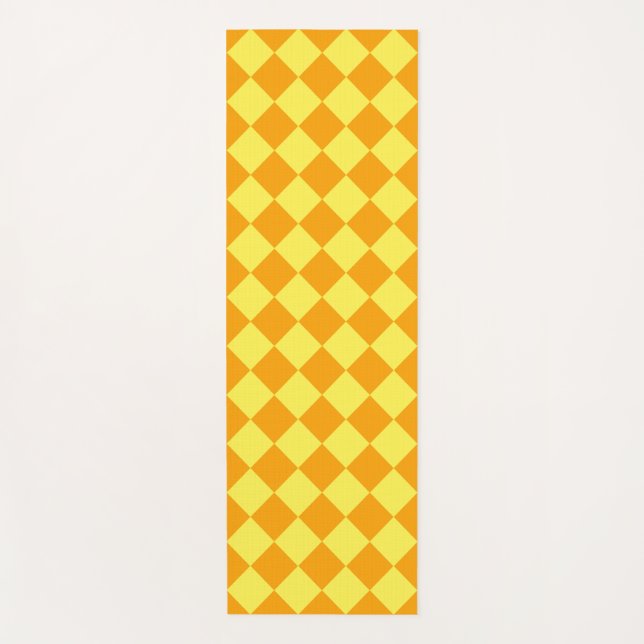 Orange Yellow Checker Diamond Pattern  Yoga Mat (Front)