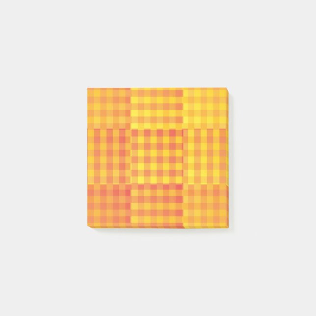 Orange Yellow Checker Patchwork Pattern Post-it Notes (Front)