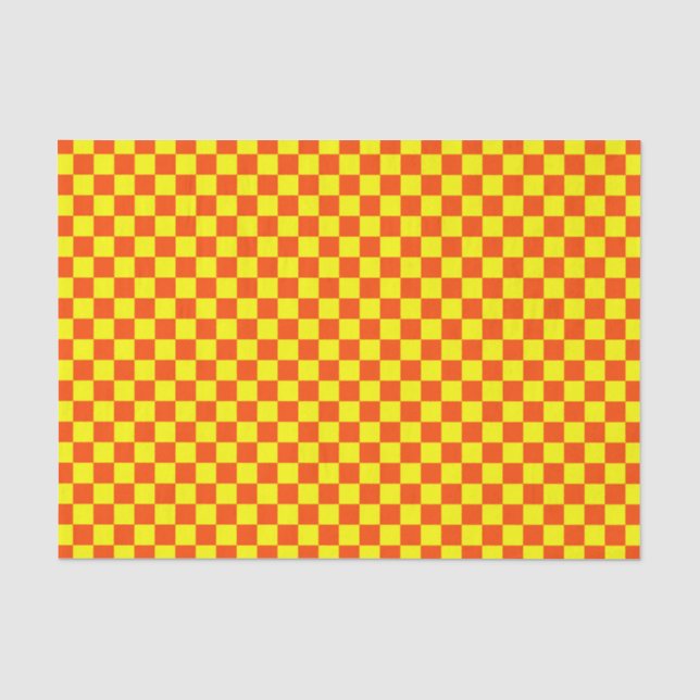 Orange Yellow Checkerboard Pattern Tissue Paper (Front)