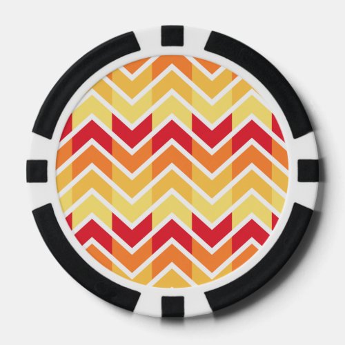 Orange Yellow Chevron Geometric Designs Color Poker Chips