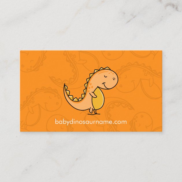 Orange yellow Cute Baby Dinosaur Business Card