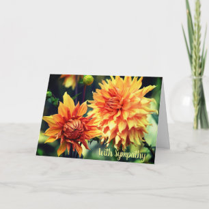 Orange & Yellow Dahlia Flowers With Sympathy Card