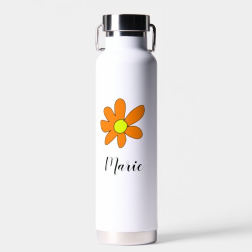 Orange yellow Daisy abstract add name text female Water Bottle