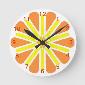 Orange Yellow Energy Burst Wall Clock
