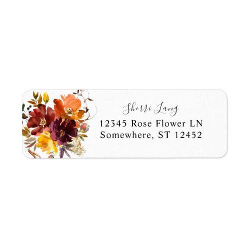 Orange  Yellow Fall Floral 1 Return Address Label