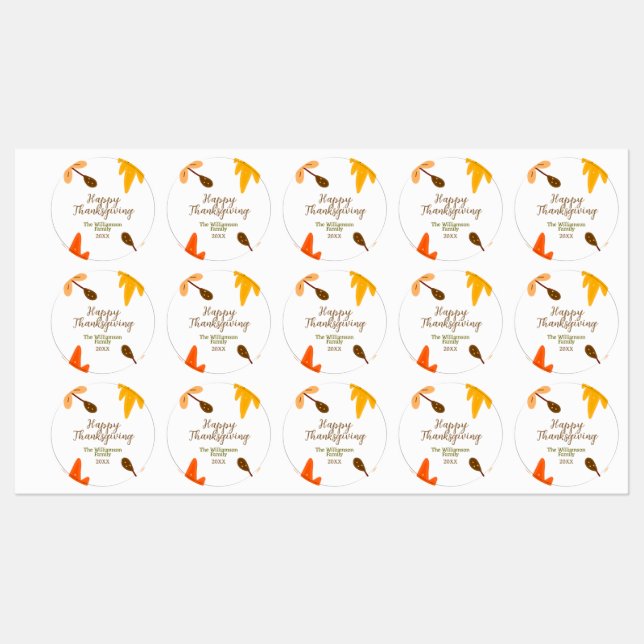 Orange yellow fall happy thanksgiving add family n labels (Sheet)