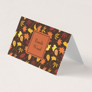 Orange Yellow Fall Leaves Personalized Table Card