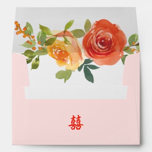 Orange yellow floral Chinese style wedding Envelope