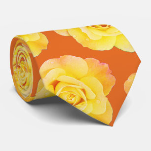 Orange Yellow Floral Rose Modern Stylish Gift Neck Tie