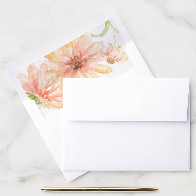 Orange & Yellow Floral Wedding Envelope Liner (Desk)
