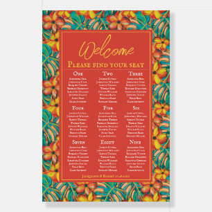 Orange & Yellow Floral Wedding Seating Chart Foam Board