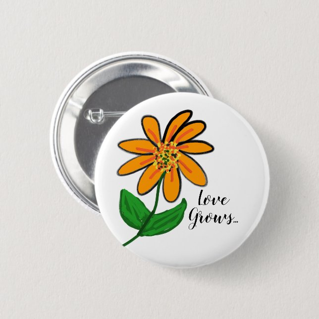 Orange Yellow Flower Button (Front & Back)