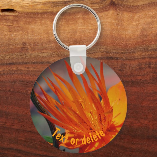 Orange Yellow Flower Close Up Personalized Keychain (Front)
