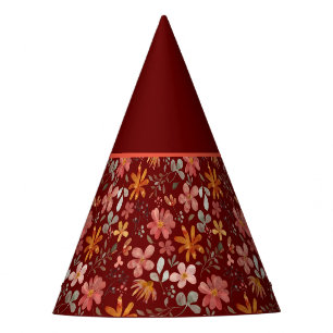 Orange yellow flower thanksgiving red pattern  party hat