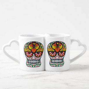 Orange Sugar Skull Coffee Travel Mugs Zazzle Orange Yellow Flowers Mexican Sugar Skull Coffee Mug Set