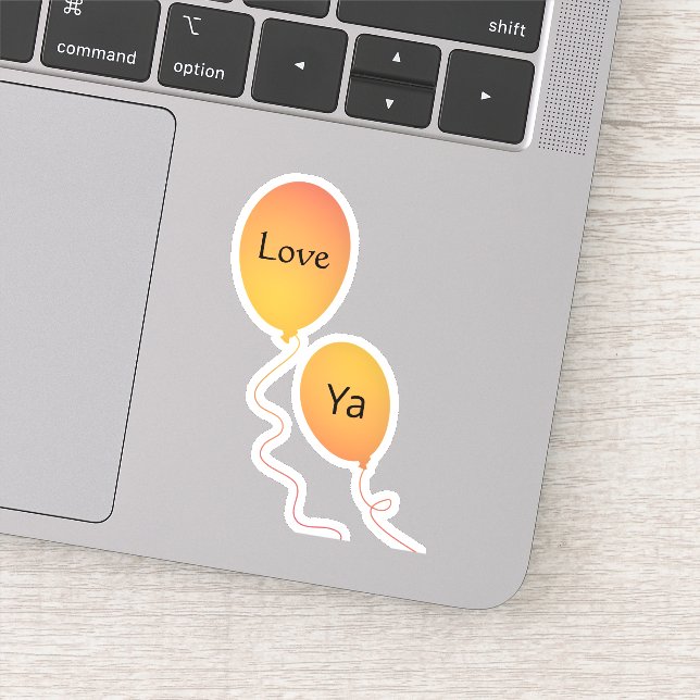 Orange Yellow Flying Love Ya Balloons String Sticker (Detail)