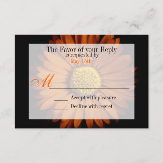 Orange Yellow Gerber Daisy Flower Wedding RSVP Card