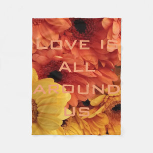 Orange Yellow Gerbera Daisy Flowers Love Blanket