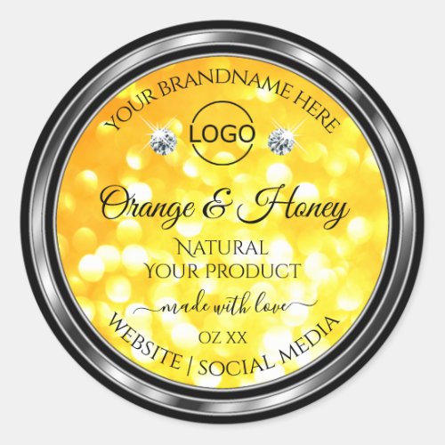 Orange Yellow Glitter Product Labels Diamonds Logo