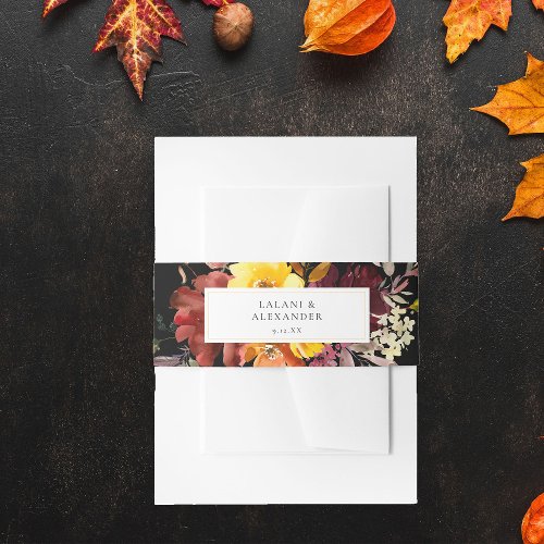 Orange  Yellow Gold Fall Floral 5_ Black Invitation Belly Band