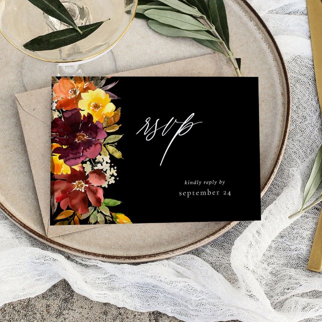 Orange & Yellow Gold Floral with Meal RSVP Card-2B (Creator Uploaded)
