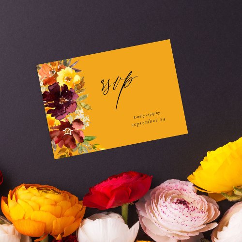 Orange  Yellow Gold Floral with Meal RSVP Card_2G