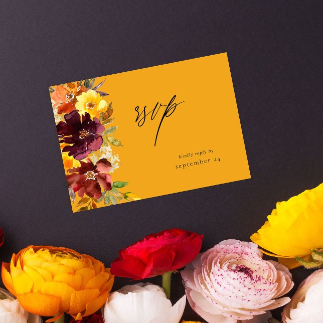 Orange & Yellow Gold Floral with Meal RSVP Card-2G (Creator Uploaded)