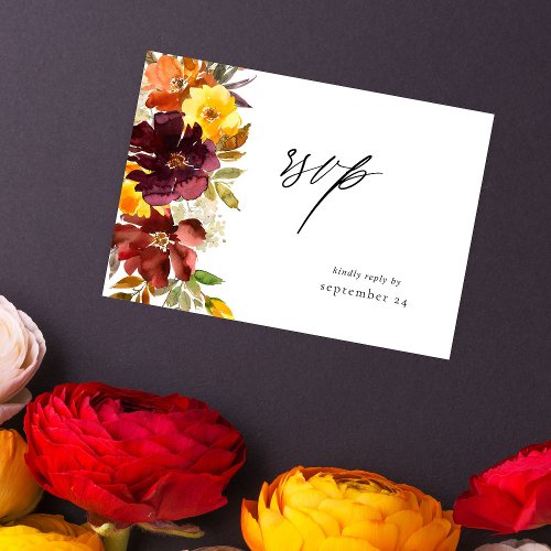 Orange  Yellow Gold Floral with Meal RSVP Card_2W