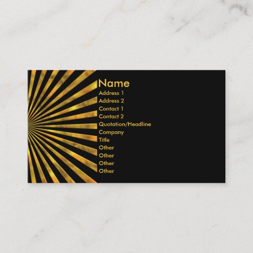 Customizable Orange/Yellow/Gold Light Beams Business Card