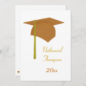 Orange Yellow Graduation Cap & Tassel Invitations (Front/Back)