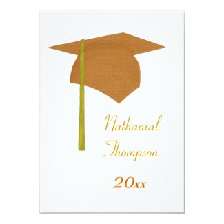 Orange Yellow Graduation Cap & Tassel Invitations