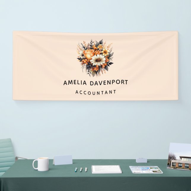 Orange Yellow Gray Flower Bouquet Business Banner (Tradeshow)
