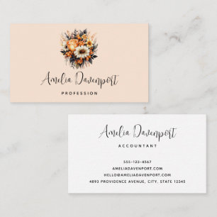 Orange Yellow Gray Flower Bouquet Business Card