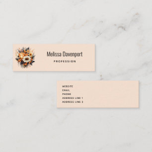 Orange Yellow Gray Flower Bouquet Mini Business Card