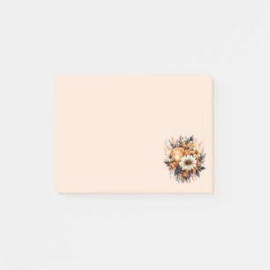 Orange Yellow Gray Flower Bouquet Post-it Notes