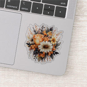 Orange Yellow Gray Flower Bouquet Sticker