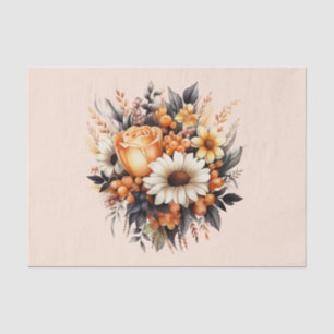 Orange Yellow Gray Flower Bouquet Tissue Paper