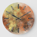 [ Thumbnail: Orange, Yellow & Gray Mist-Like Pattern Clock ]
