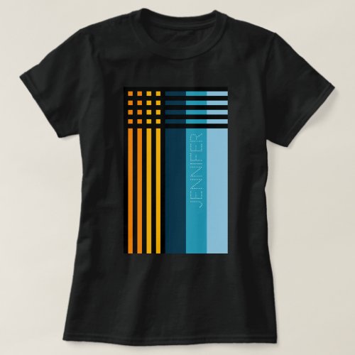 Orange Yellow Green Blue Black Stripes Custom Name T_Shirt