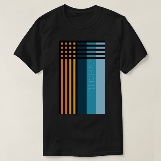 Orange Yellow Green Blue Black Stripes Customized T-Shirt (Design Front)