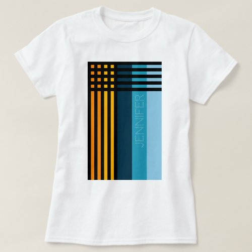 Orange Yellow Green Blue Black Stripes Name Custom T_Shirt