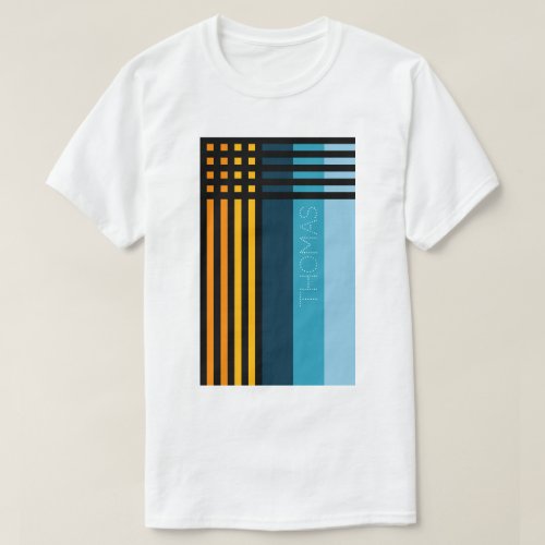 Orange Yellow Green Blue Black Stripes With Name T_Shirt