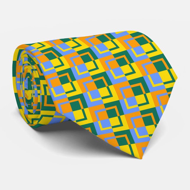 Orange Yellow Green Blue  Neck Tie (Rolled)