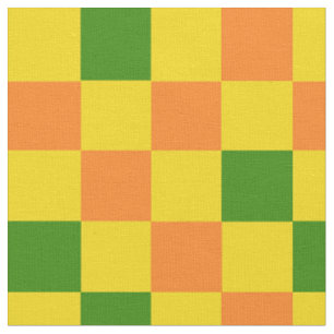 Orange Yellow Green Checkered Pattern Design  Fabric